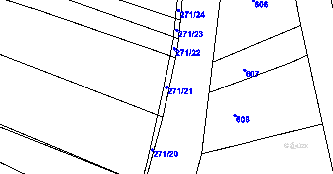 Parcela st. 271/21 v KÚ Těmice u Hodonína, Katastrální mapa