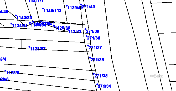 Parcela st. 271/37 v KÚ Těmice u Hodonína, Katastrální mapa