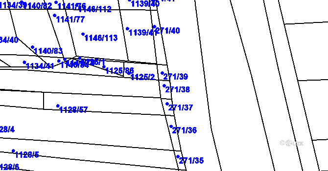 Parcela st. 271/38 v KÚ Těmice u Hodonína, Katastrální mapa