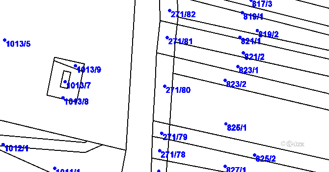 Parcela st. 271/80 v KÚ Těmice u Hodonína, Katastrální mapa