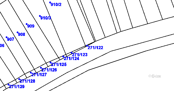 Parcela st. 271/122 v KÚ Těmice u Hodonína, Katastrální mapa