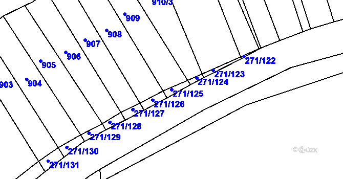 Parcela st. 271/125 v KÚ Těmice u Hodonína, Katastrální mapa