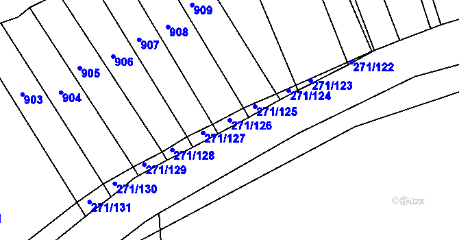 Parcela st. 271/126 v KÚ Těmice u Hodonína, Katastrální mapa