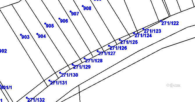 Parcela st. 271/127 v KÚ Těmice u Hodonína, Katastrální mapa