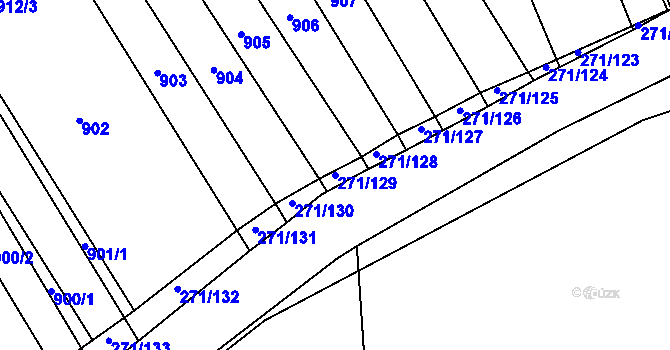 Parcela st. 271/129 v KÚ Těmice u Hodonína, Katastrální mapa