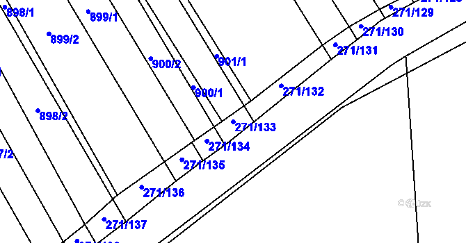 Parcela st. 271/133 v KÚ Těmice u Hodonína, Katastrální mapa