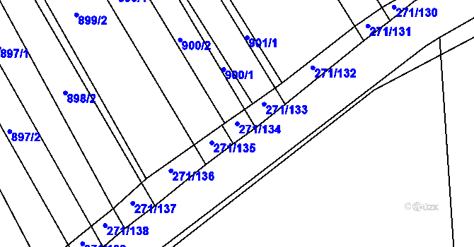 Parcela st. 271/134 v KÚ Těmice u Hodonína, Katastrální mapa