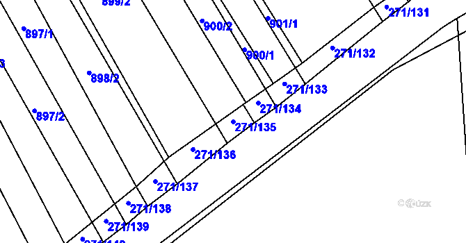 Parcela st. 271/135 v KÚ Těmice u Hodonína, Katastrální mapa