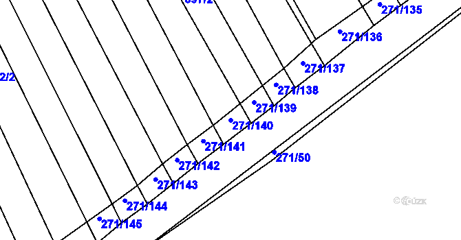 Parcela st. 271/140 v KÚ Těmice u Hodonína, Katastrální mapa