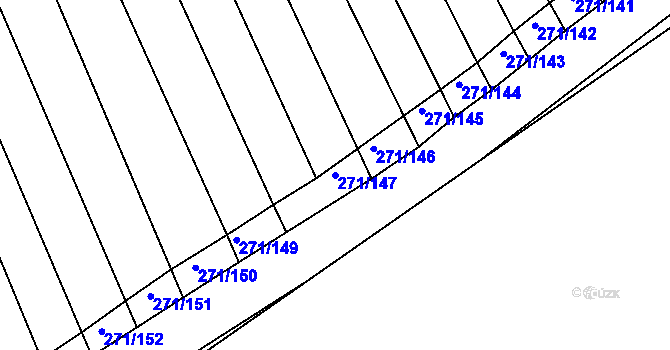 Parcela st. 271/147 v KÚ Těmice u Hodonína, Katastrální mapa