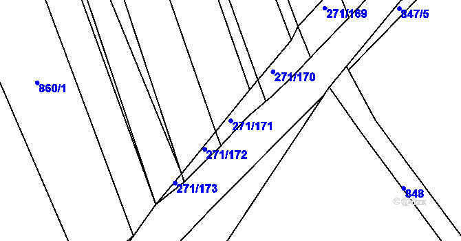 Parcela st. 271/171 v KÚ Těmice u Hodonína, Katastrální mapa