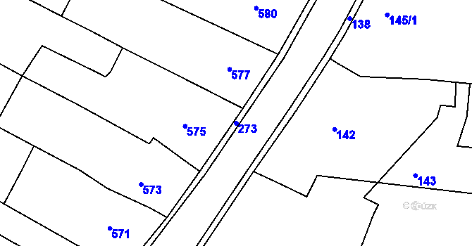 Parcela st. 273 v KÚ Těmice u Hodonína, Katastrální mapa