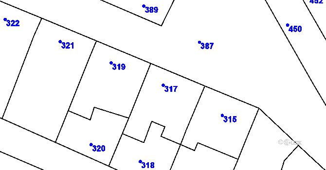 Parcela st. 317 v KÚ Těmice u Hodonína, Katastrální mapa