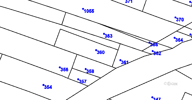 Parcela st. 360 v KÚ Těmice u Hodonína, Katastrální mapa