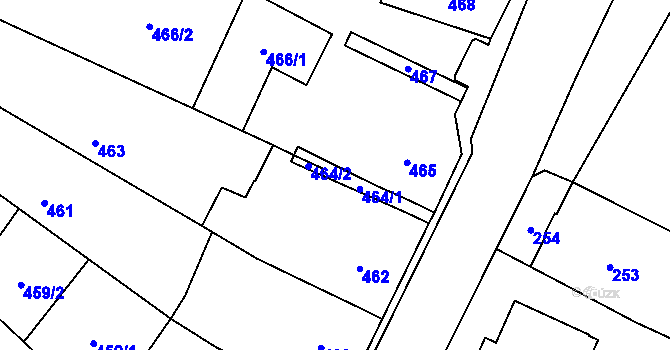 Parcela st. 464 v KÚ Těmice u Hodonína, Katastrální mapa
