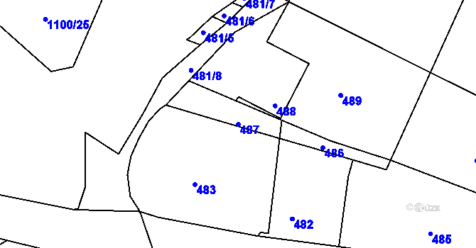 Parcela st. 487 v KÚ Těmice u Hodonína, Katastrální mapa