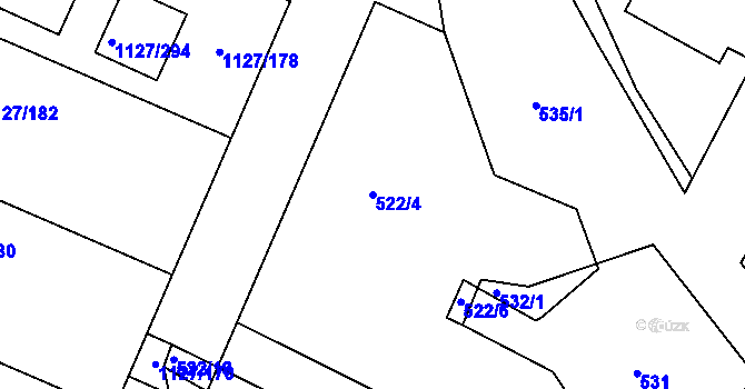 Parcela st. 522/4 v KÚ Těmice u Hodonína, Katastrální mapa