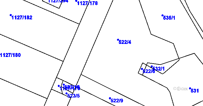 Parcela st. 522/5 v KÚ Těmice u Hodonína, Katastrální mapa