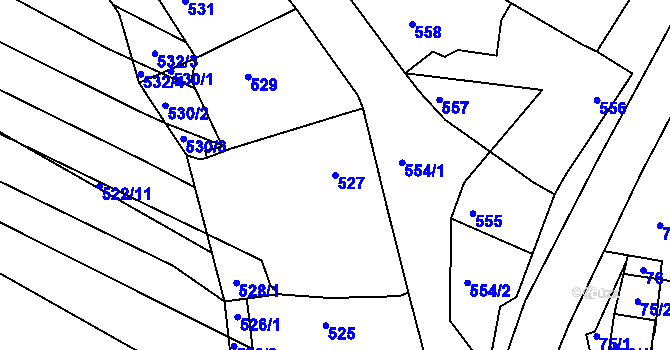 Parcela st. 527 v KÚ Těmice u Hodonína, Katastrální mapa