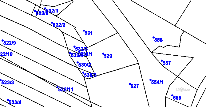 Parcela st. 529 v KÚ Těmice u Hodonína, Katastrální mapa