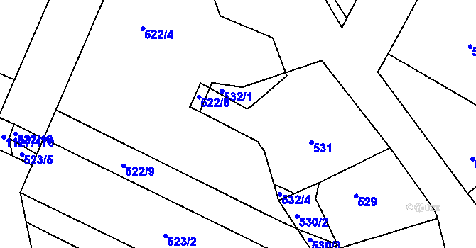 Parcela st. 532/2 v KÚ Těmice u Hodonína, Katastrální mapa