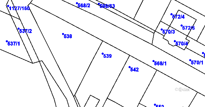Parcela st. 539 v KÚ Těmice u Hodonína, Katastrální mapa