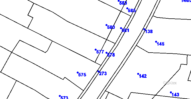 Parcela st. 577 v KÚ Těmice u Hodonína, Katastrální mapa