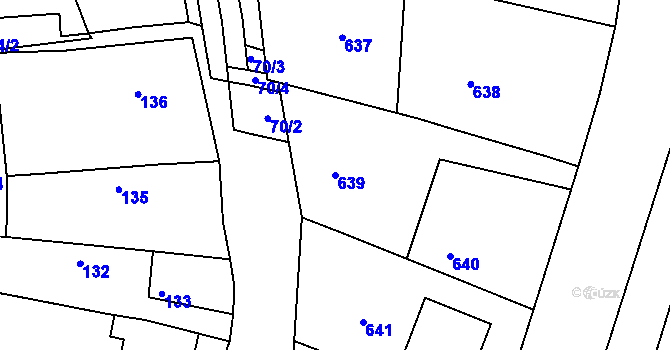 Parcela st. 639 v KÚ Těmice u Hodonína, Katastrální mapa