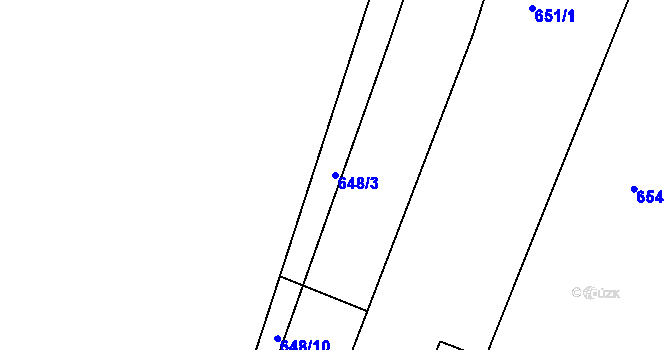 Parcela st. 648/3 v KÚ Těmice u Hodonína, Katastrální mapa