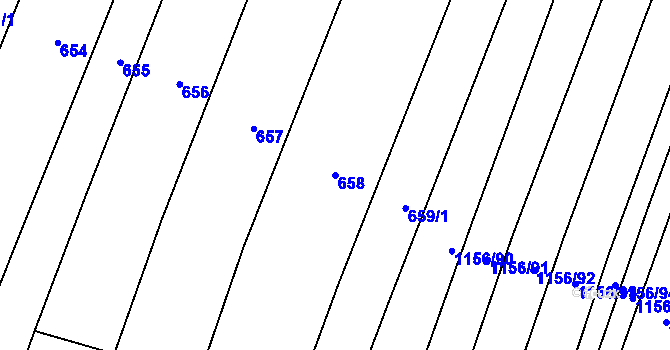 Parcela st. 658 v KÚ Těmice u Hodonína, Katastrální mapa