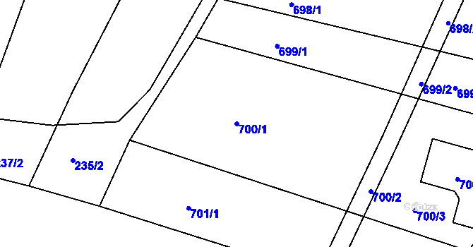 Parcela st. 700/1 v KÚ Těmice u Hodonína, Katastrální mapa
