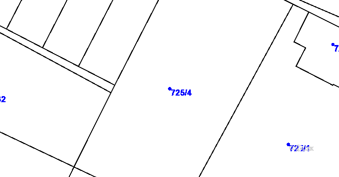 Parcela st. 725/4 v KÚ Těmice u Hodonína, Katastrální mapa