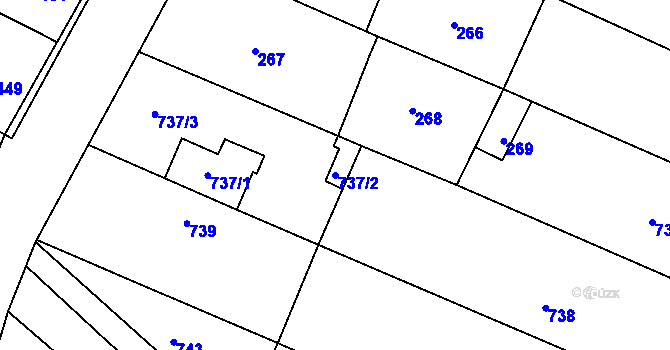 Parcela st. 737/2 v KÚ Těmice u Hodonína, Katastrální mapa