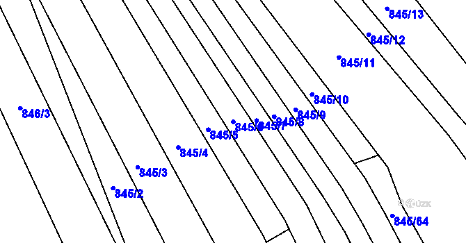 Parcela st. 845/6 v KÚ Těmice u Hodonína, Katastrální mapa