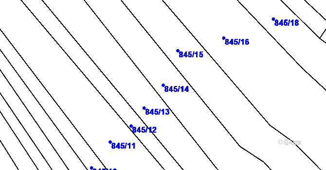 Parcela st. 845/14 v KÚ Těmice u Hodonína, Katastrální mapa