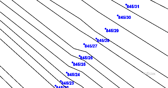 Parcela st. 845/27 v KÚ Těmice u Hodonína, Katastrální mapa