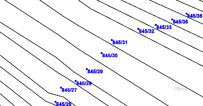 Parcela st. 845/30 v KÚ Těmice u Hodonína, Katastrální mapa