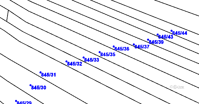Parcela st. 845/35 v KÚ Těmice u Hodonína, Katastrální mapa