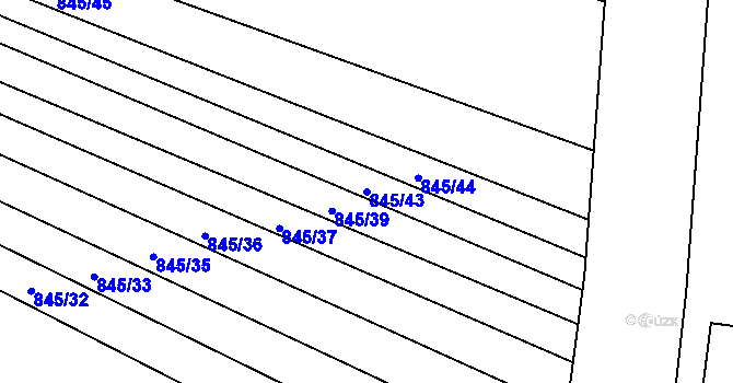 Parcela st. 845/43 v KÚ Těmice u Hodonína, Katastrální mapa