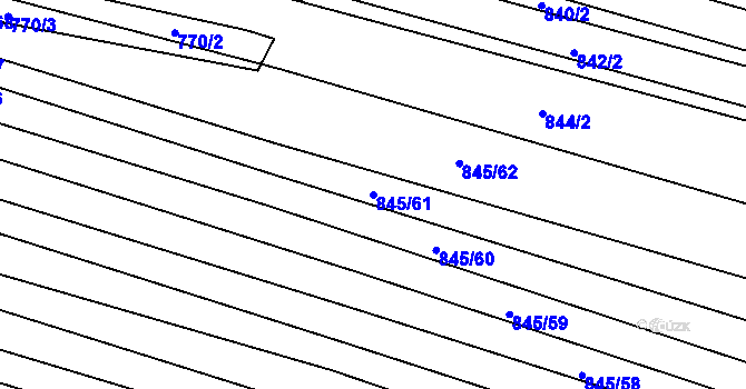 Parcela st. 845/61 v KÚ Těmice u Hodonína, Katastrální mapa