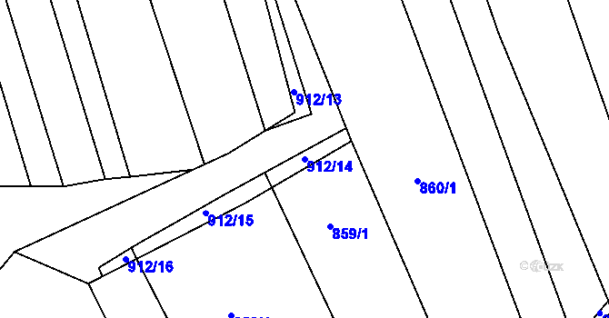 Parcela st. 912/14 v KÚ Těmice u Hodonína, Katastrální mapa