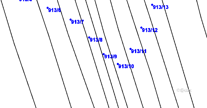 Parcela st. 913/9 v KÚ Těmice u Hodonína, Katastrální mapa