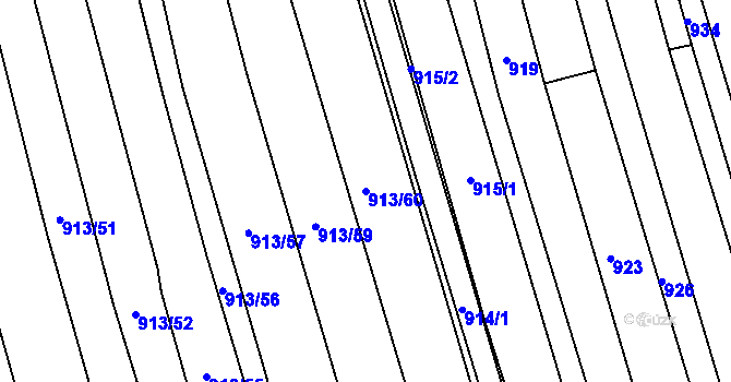 Parcela st. 913/60 v KÚ Těmice u Hodonína, Katastrální mapa