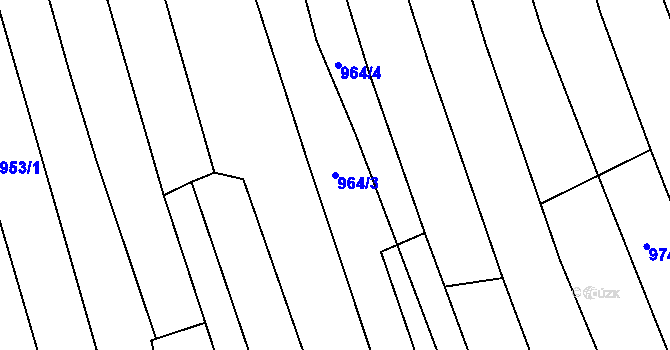 Parcela st. 964/3 v KÚ Těmice u Hodonína, Katastrální mapa