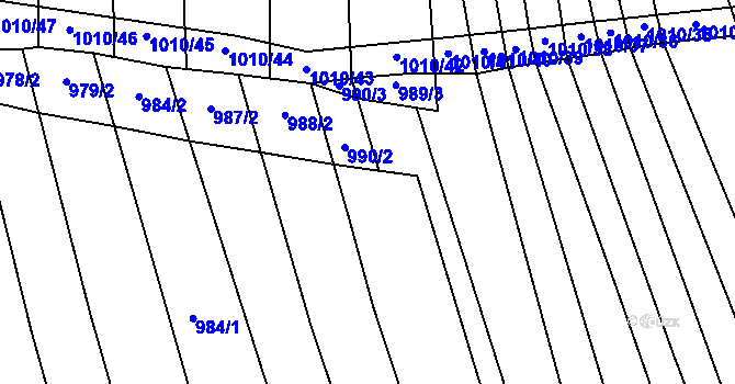 Parcela st. 990/1 v KÚ Těmice u Hodonína, Katastrální mapa