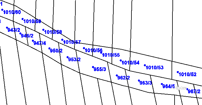 Parcela st. 1010/55 v KÚ Těmice u Hodonína, Katastrální mapa