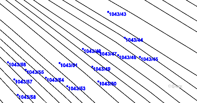 Parcela st. 1043/47 v KÚ Těmice u Hodonína, Katastrální mapa