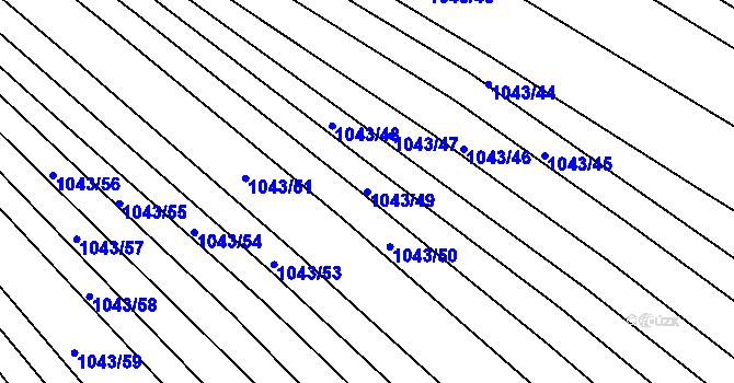 Parcela st. 1043/49 v KÚ Těmice u Hodonína, Katastrální mapa