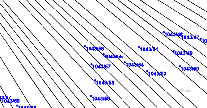 Parcela st. 1043/55 v KÚ Těmice u Hodonína, Katastrální mapa