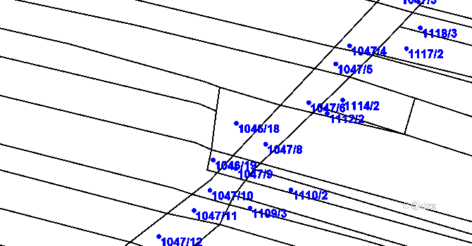 Parcela st. 1046/18 v KÚ Těmice u Hodonína, Katastrální mapa